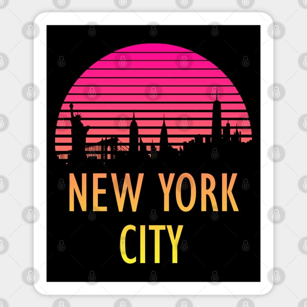 New York City 80s Tropical Sunset Sticker by Nerd_art